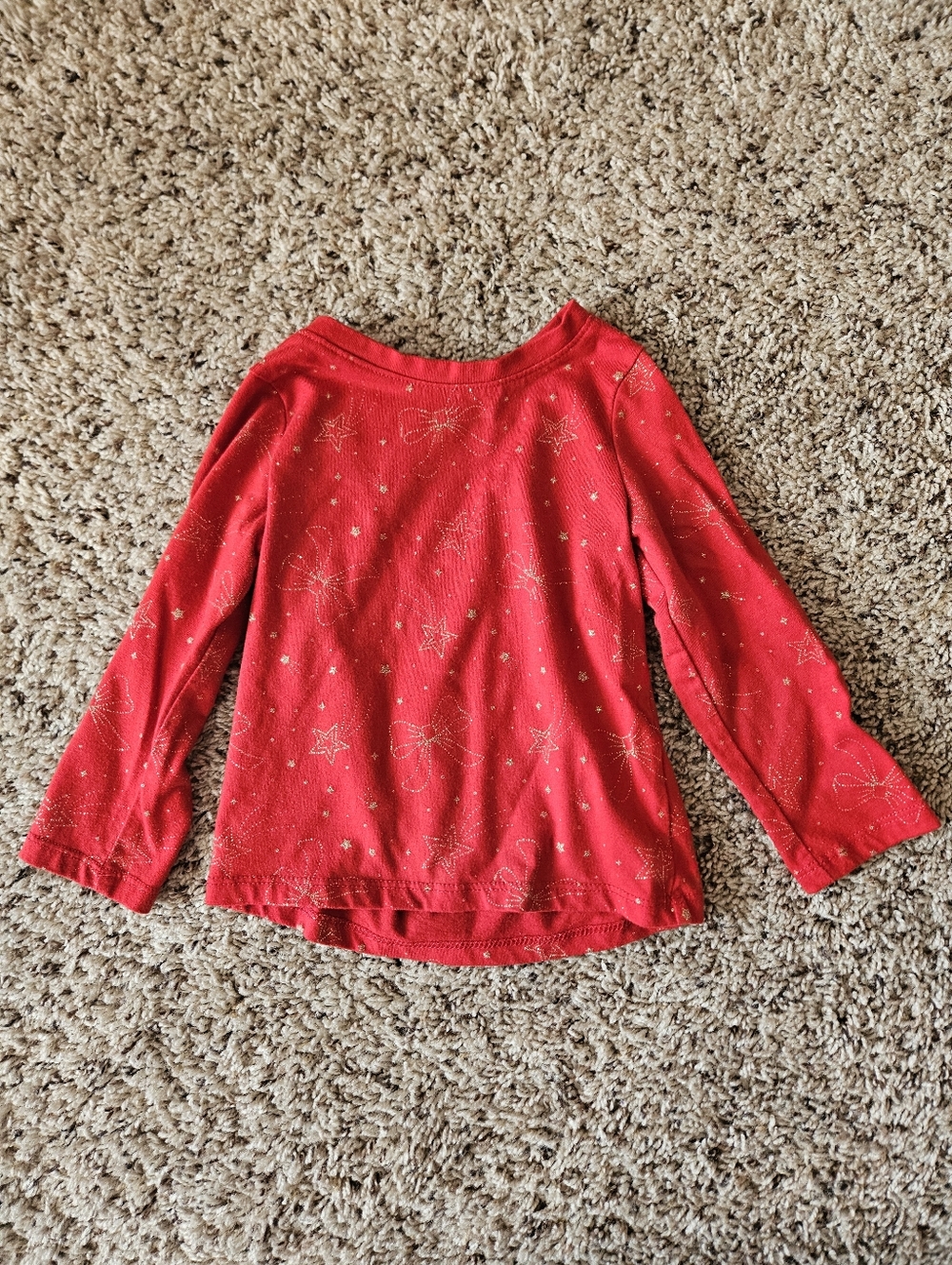 Garanimals Red Long Sleeve Top with Gold Star & Bow Print